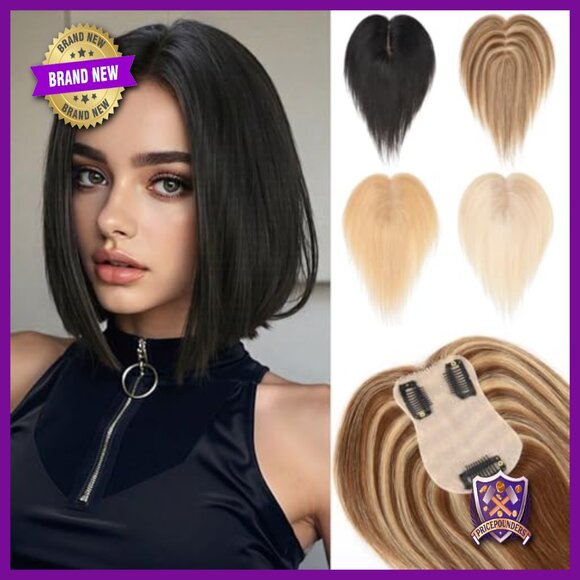 Lightweight Human Hair Topper 8 Inch T-Type Base 28g Natural Volume